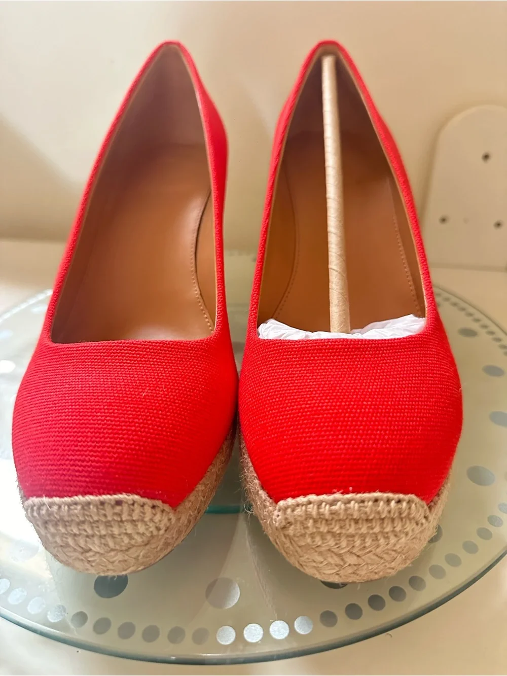 Red Women's Espadrille Platform Pumps